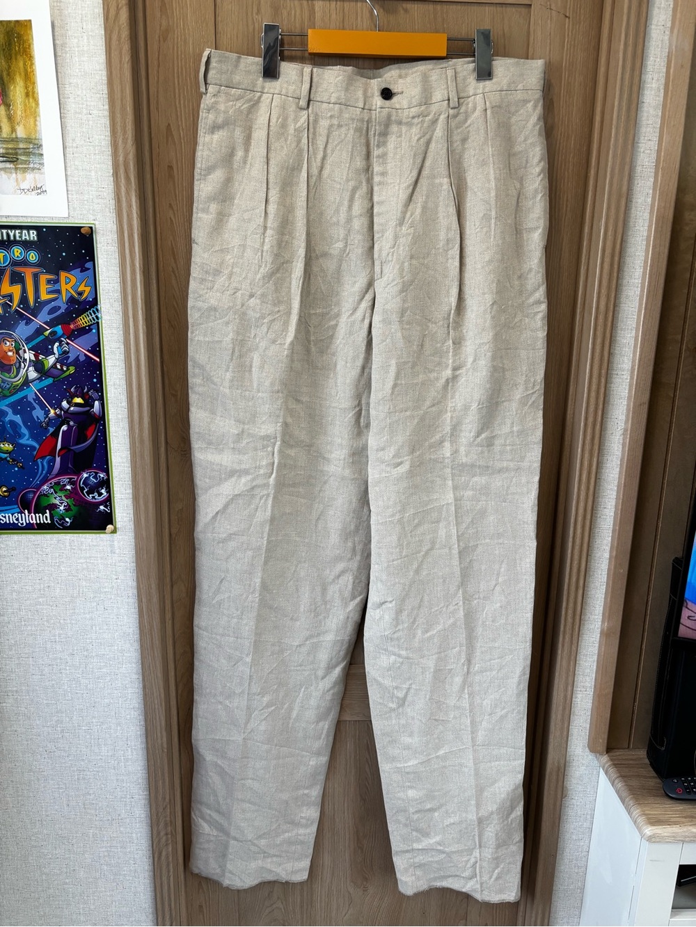 90s J Crew Mens Linen Trouser Pants NOS VTG Size 35
